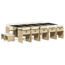 AMBERARD Patio Dining Set Set of 14 Beige PE Rattan 15 Piece Set Furniture Set