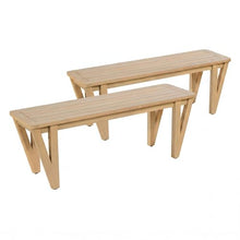 Christopher Knight Home Cleo Acacia Wood Outdoor Dining Bench Set Of 2, Rectangular Patio Benchs with V-Shaped Legs, Slat Panel Outdoor Seating, Weather Resistant Garden Bench for Backyard, Light Teak