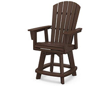 POLYWOOD® Nautical Curveback Adirondack Swivel Counter Chair in Mahogany