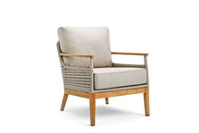 Winston August Lounge Chair Natural Teak Wood Driftwood Grid Weave Sunbrella Cast Ash Fabric