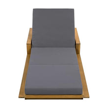Christopher Knight Home Arly Acacia Wood Chaise Lounge Chair Outdoor Set of 2, Poolside Sun Lounger Recliner, Patio Outdoor Chaise Lounge with 4'' Triple Folds Cushion, Teak+Dark Gray