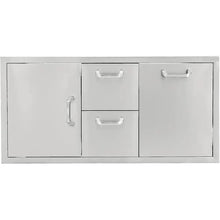 BBQGUYS 42-in Contempo/Traditional Stainless Steel Door, Double Drawer & Roll-Out Trash Bin Combo Signature - BBQ-DDC-42TR