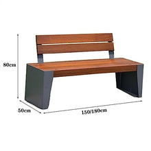 Park Patio Seat Modern Outdoor Bench 3 Seater Outdoor Park Bench, Hardwood Strip Seat and Backrest with Solid Steel Frame for Patio, Porch, Garden