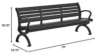 Global Industrial 6' Aluminum Park Bench with Backrest Black