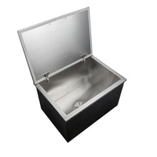 20 Inch Drop-in Ice Chest with Flip-Up Lid & Drain, 107.5L Stainless Steel Built-in Outdoor Kitchen Ice Bin, Insulated Bar Ice Storage for Patio BBQ Pool Deck Restaurant