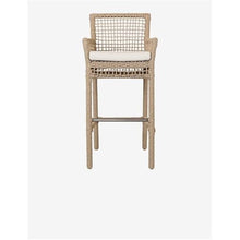 Pemberly Row Outdoor Bar Stool, 31" Seat Height, Olefin & Aluminum, Natural Brown Finish, Chic Woven Design, Fade-Resistant, Ideal for Patio, Deck, or Outdoor Spaces