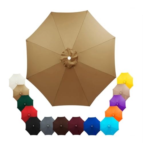 MXJCKSOQ Beige Parasol Replacement Canopy 2.5m/2.7m/3.5m 6/8 Ribs Garden Umbrella Cover Fabric for Yard Beach Outdoor Use - Easy Install,Khaki-4.0m/8-ribs