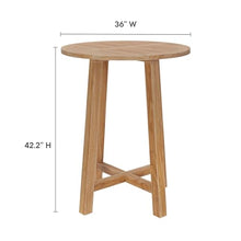 Modway Wellspring Outdoor Round Teak Wood Bar Table in Natural