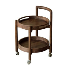 DINBOZ26X Living Room Table Wheeled Wooden Sofa Side Table Movable Small Round Retro Minimalist Trolley Storage Shelf Outdoor Side Table(Large)