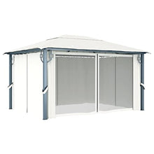 HKTMGDNG 13x10 ft Gazebo with Curtains Cream Aluminum Pavilion