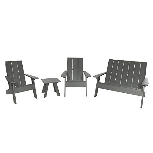 Highwood Italica Modern Adirondack 4pc Set, Coastal Teak
