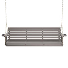 Amish Casual Heavy Duty 700 Lb Capacity Porch Swing with Cup Holders (6 Foot, Semi-Solid Gray Stain) – Wooden Outdoor Roll Back Swing with Hanging Chains – Amish Made in the USA