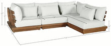 Meridian Furniture 111White-Sec4B Mirella Collection Modern | Contemporary Outdoor Patio L-Shaped 4pc. Modular Sectional with Solid Teak Frame, Water Resistant Fabric, 113" W x 75" D x 27" H, White