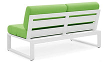 ZURI Modern Kore Outdoor Armless Loveseat with Quick Drying Cushions Aluminum Frame White/Lime