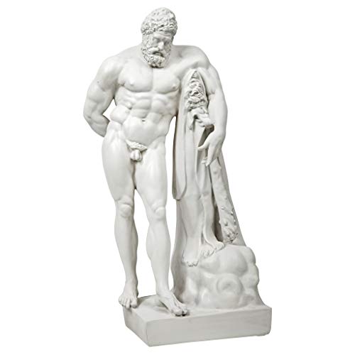 Design Toscano Farnese Hercules Greek Hero, Man of Strength Indoor/Outdoor Garden Statue, 30 inches tall, Cast Stone Resin, Antique Stone Finish