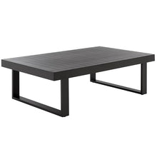 SAFAVIEH Outdoor Patio Furniture Collection – Fash Black Aluminum Coffee Table, Rectangular Slatted Top Patio Table, Modern Metal Accent for Outdoor Seating Areas (PAT7555A)