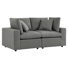 Modway Commix Overstuffed Outdoor Patio Loveseat in Charcoal