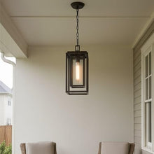 Hinkley Republic Medium Hanging Outdoor Lantern, Low Voltage, LED Included, Composite, Clear Seedy Glass Panes, Anti-Fading Finish, Oil Rubbed Bronze Finish