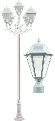 DABMAR LIGHTING GM1305-W-FROST Daniella Post Five Light Fixture w/Frosted Glass 120 Volts, White