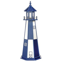 DutchCrafters Decorative Wooden Lighthouse, Standard Light Bulb, Cape Henry Style - Amish Made in USA (Patriot Blue/White, 5 Foot)
