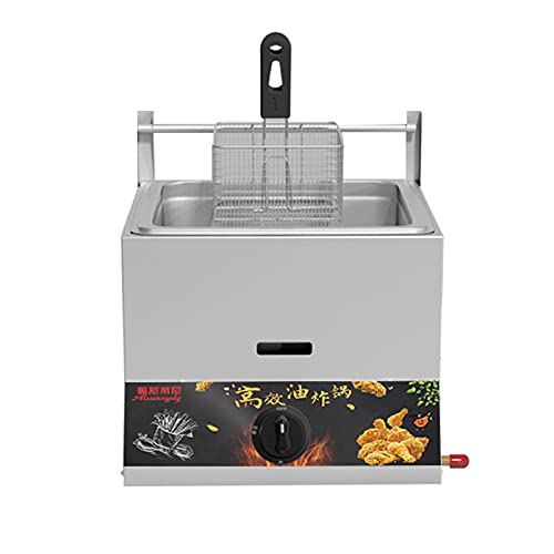 Gas Fryer, Large Capacity Stainless Steel Fryer for Home and Commercial, Adjustable Firepower,with Baskets and Lids, for Chips Donuts Fish,Single Cylinder + Fried Blue,Single cylinder + fried bl