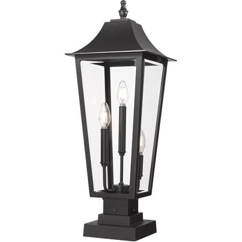 Z-Lite 5008PHBS-SQPM Gannon 3 Light 28" Tall Post Light - Black