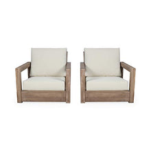 Christopher Knight Home Wesley Outdoor Acacia Wood Club Chairs Set of 2 Brown Beige