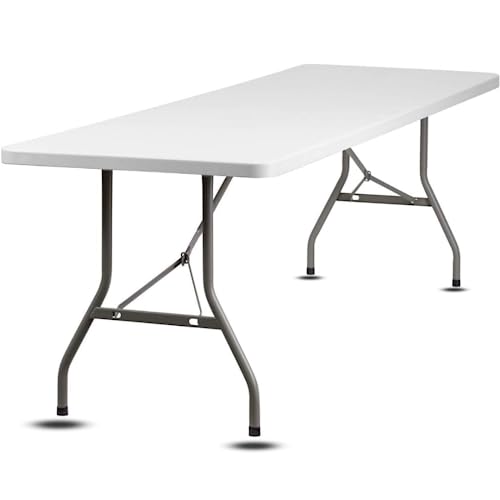 New Home Era Utility Table, Non Folding Portable Plastic Table for Picnics, Parties, Outdoor Camping Table with Carrying Handle, Rectangular Design, Lightweight and Durable - 6ft