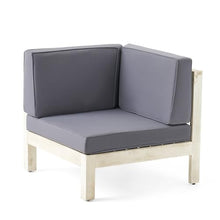 Benzara Nony Outdoor Loveseat, Detachable Acacia Wood Chairs Gray and Natural Brown