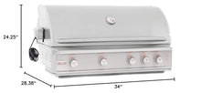Blaze Professional LUX 34-Inch 3-Burner Built-In Propane Gas Grill | Stainless Steel Outdoor BBQ with Rear Infrared Burner, LED Lights & Rotisserie Kit | BLZ-3PRO-LP