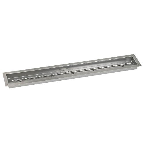 American Fireglass SS-LCBKIT-P-48 Propane 48" x 6" Linear Stainless Steel Drop-in Fire Pit Pan with Spark Ignition Kit