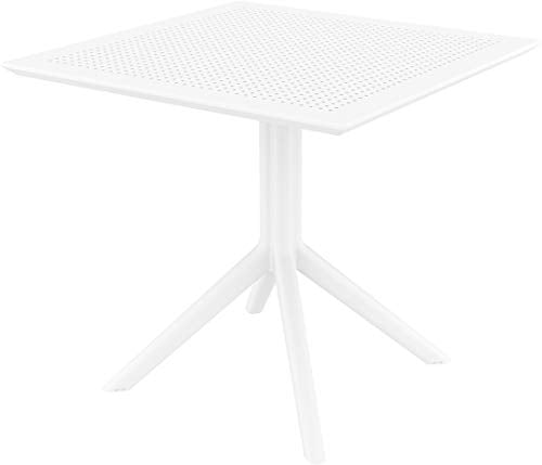 Compamia Sky 32" Square Patio Bistro Table in White, Commercial Grade