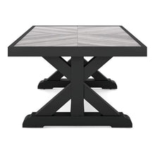 Benjara BM315959 Tira 48 Inch Outdoor Coffee Table, Tile Top, Light Finish, Black and Gray