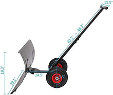 Snow Shovel Snow Push with Wheels| Heavy-Duty Snowplow with Adjustable Handle for Road Snow Removal Snow Pusher