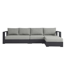Modway Tahoe Modular Aluminum 3-Piece Outdoor Patio Furniture Gray, Right-Facing Sectional Sofa Set with Weather-Resistant Cushions, Ideal for Deck, Backyard, Poolside