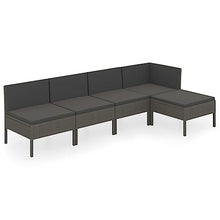 HEFZGDB 5 Piece Patio Lounge Set with Cushions Poly Rattan Gray Porch Furniture Patio Table and Chairs Set Outdoor Patio Set Suitable for Lawn, Garden, Poolside.