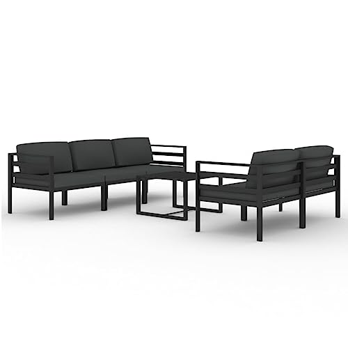 HKQWPBF Modular Aluminum Patio Lounge Set with Cushions and Back Pillows, Anthracite Outdoor Seating for Comfort and Relaxation