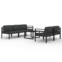 HKQWPBF Modular Aluminum Patio Lounge Set with Cushions and Back Pillows, Anthracite Outdoor Seating for Comfort and Relaxation