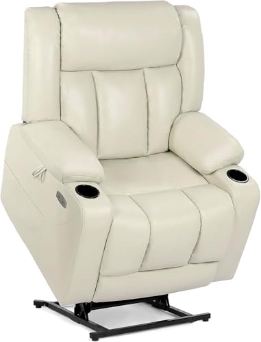 HTERWQEA Dual Motor Oversized Power Lift Recliner with Heat & Massage