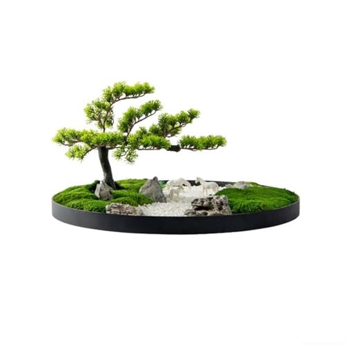 HCZKIUJ Bonsai Light Luxury Floral Hotel Table Simulation Tree Ornaments Round Table Center Turn Decorative Chinese Greenery Ornaments Plant