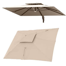 MXJCKSOQ Replacement Canopy for 3x4m Rectangular Patio Umbrella 8 Ribs Outdoor Sunshade UV-Resistant Top Cover Beige Double Top 10' x 13' for Enhanced Shade,Khaki-Double top 3x4m