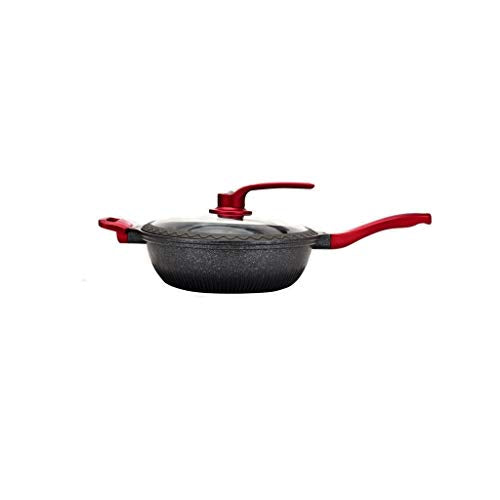 KKIUUUYTGT Die-casting Pot With Fixed Cover | Suitable For All Main Hobs | Natural Non-stick Mixing | Black