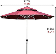 Garden Parasols Family Porch Deck Backyard Beach Camping,Round Double Top Garden Patio Umbrella(Color:Red;Size:2,44x2,70m) (Red 2.44x2.7m)
