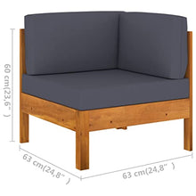 HEFZGDB 2 Piece Patio Lounge Set with Dark Gray Cushions Acacia Wood Front Porch Furniture Outdoor Patio Furniture Set Outdoor Furniture Suitable for Gardens, Pools and patios.