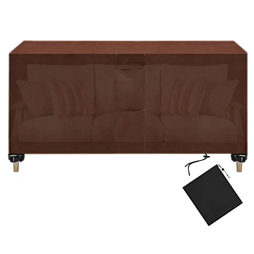 138x57x35in Brown Garden Furniture Covers Waterproof, Patio Furniture Cover Rectangle New Upgrade Waterproof Performance Square Patio Table Covers 420D Heavy Duty Oxford Fabric ( )