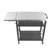 ELUKHT 4-Tier Stainless Steel BBQ Cart Rolling Grill Table for Camping & Office Portable Barbecue Trolley with Wheels Outdoor Cooking Station BBQ Accessories