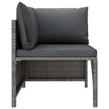 LKJVFCPW 11-Piece Poly Rattan Patio Furniture Set, Modular Outdoor Sofa with Coffee Table and Washable Cushions, Grey Garden Lounge Chairs for Backyard, Deck, Poolside