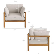 Modway Eleni 2-Piece Outdoor Teak Wood Armchair and Ottoman Set in Natural Sail – Patio Armchair with Ottoman