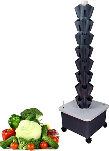 FLTRGO Hydroponics Tower, Soilless Cultivation Growing System, with Water Pump, Nest Basket, Sponge and Movable Water Tank, for Herbs, Fruits and Vegetables