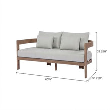 Outdoor Escape Brown Fabric Upholstered Outdoor Loveseat, 65-Inch Contemporary Patio Furniture, Cushioned Seating, Sturdy Frame, Weather-Resistant Design